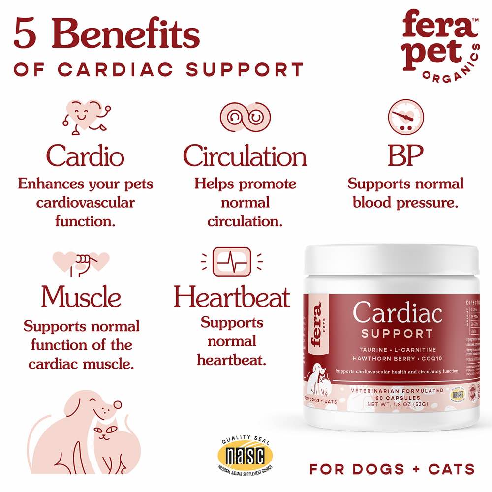 Fera Pets Cardiac Support Supplement For Cats & Dogs 60caps