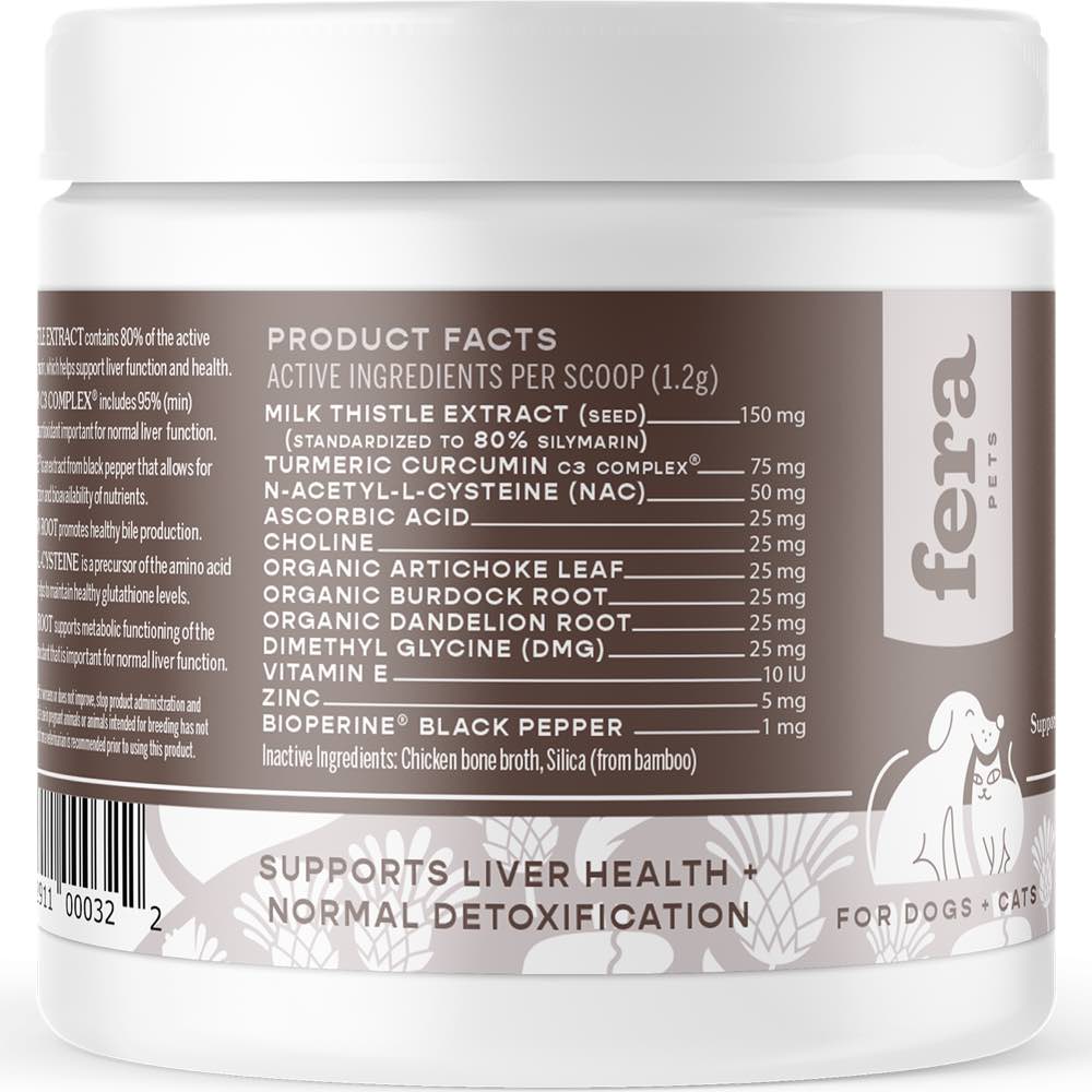 Fera Pets Liver Support Supplement Powder For Cats & Dogs 2.5oz