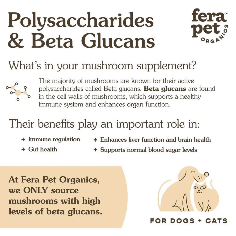 Fera Pets Organic Mushrooms Immune Support Supplement Powder For Cats & Dogs 2.12oz