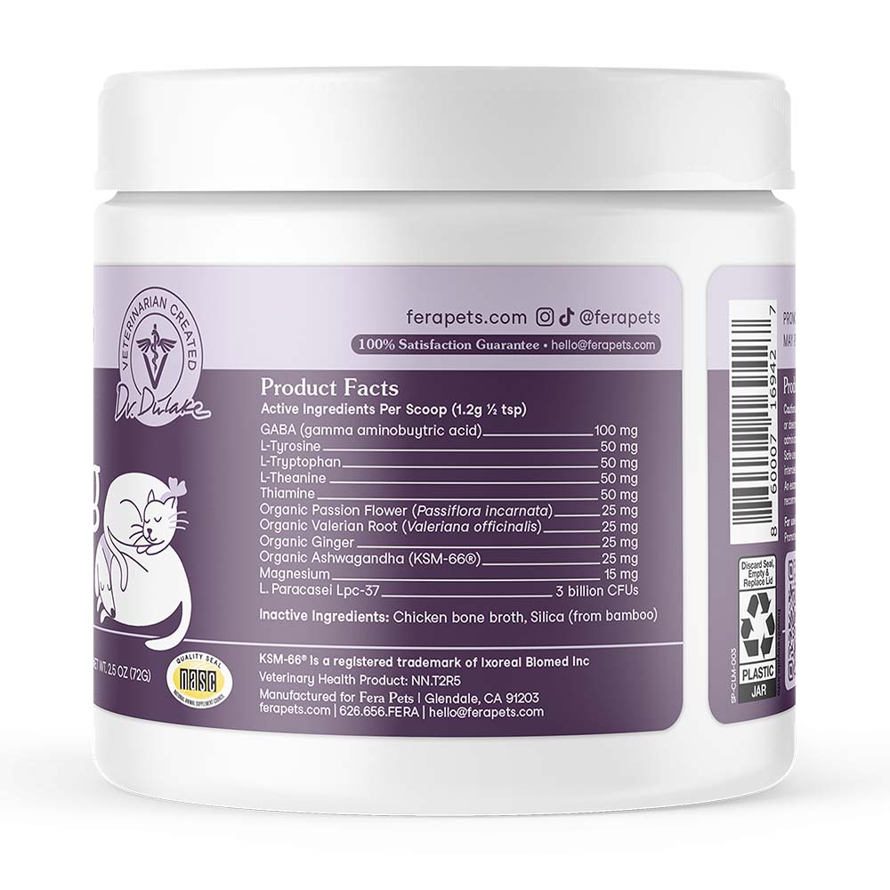 Fera Pets Calming Support Supplement Powder For Cats & Dogs 2.5oz