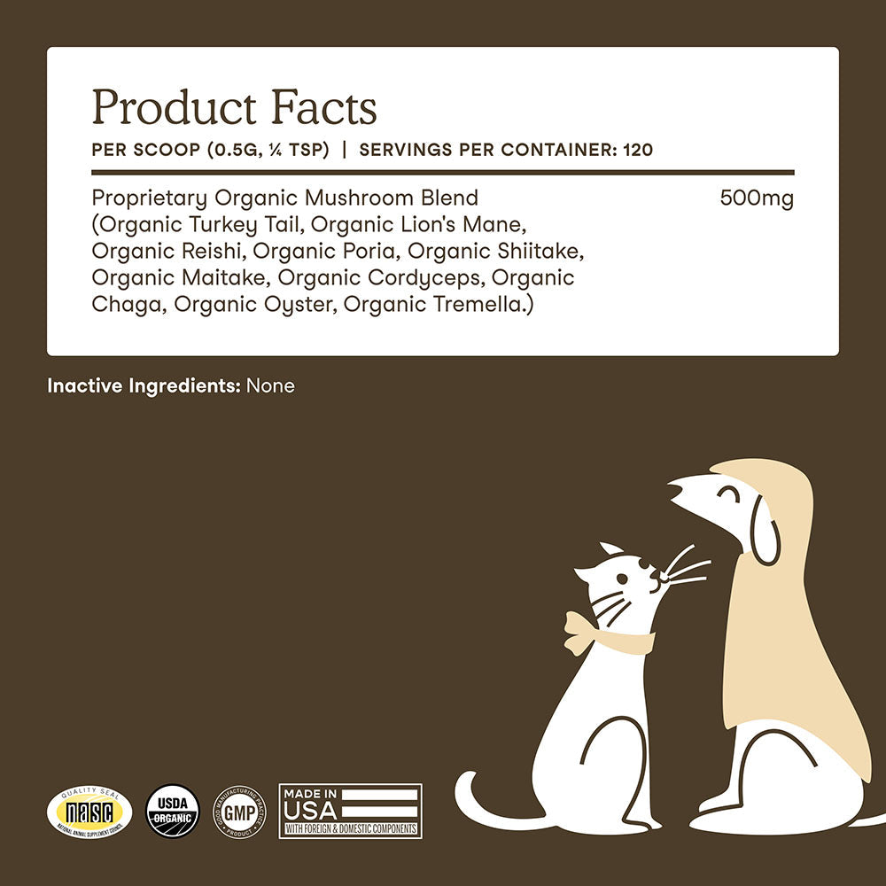 Fera Pets Organic Mushrooms Immune Support Supplement Powder For Cats & Dogs 2.12oz
