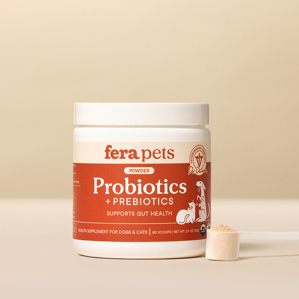 Fera Pets Organic Probiotics + Prebiotics Supplement Powder For Cats & Dogs 2.5oz