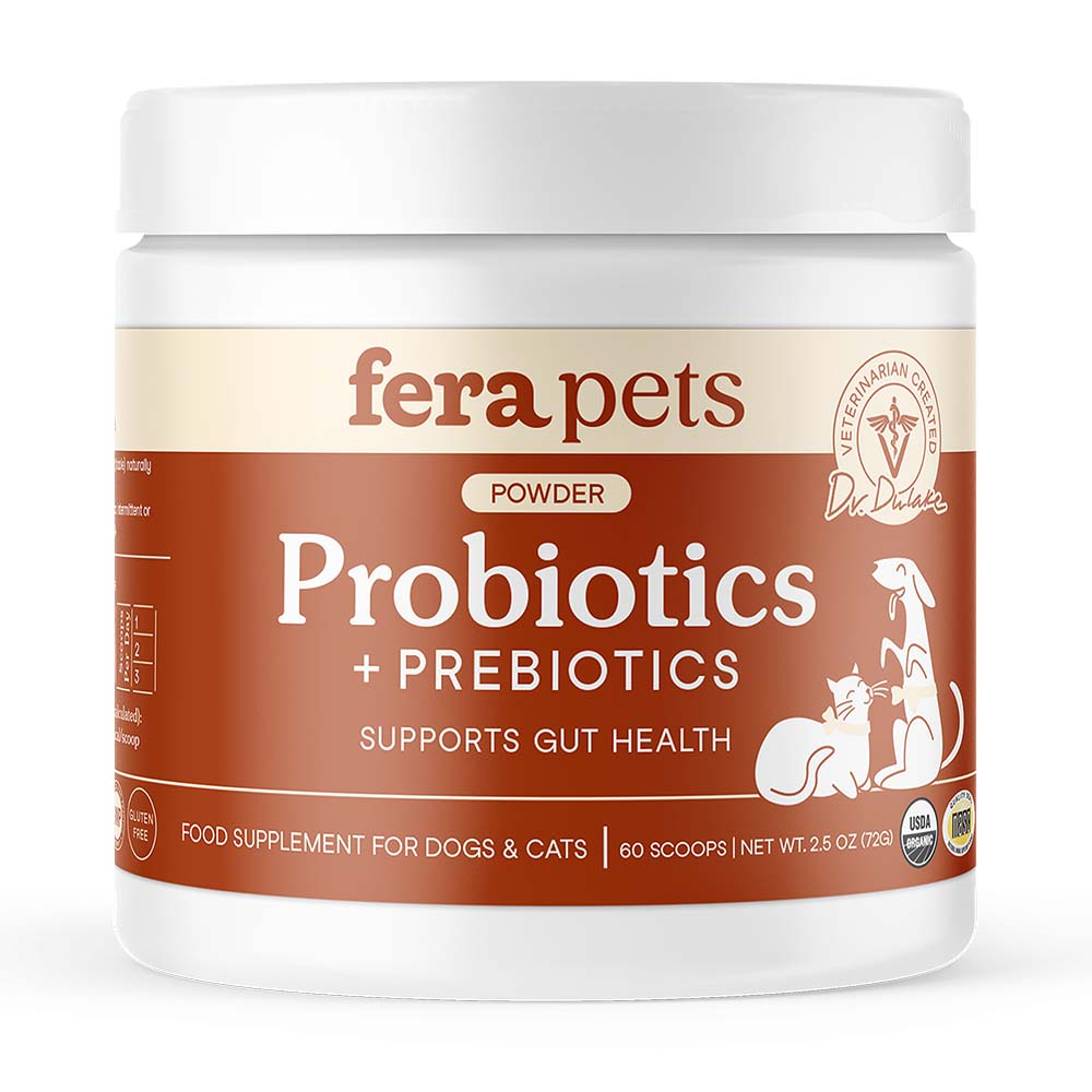 Fera Pets Organic Probiotics + Prebiotics Supplement Powder For Cats & Dogs 2.5oz
