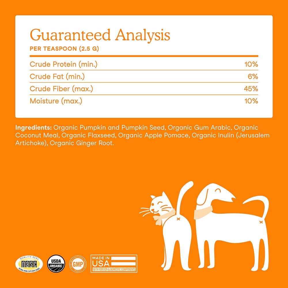 Fera Pets Organic Pumpkin Plus Fiber Support Supplement Powder For Cats & Dogs 8oz