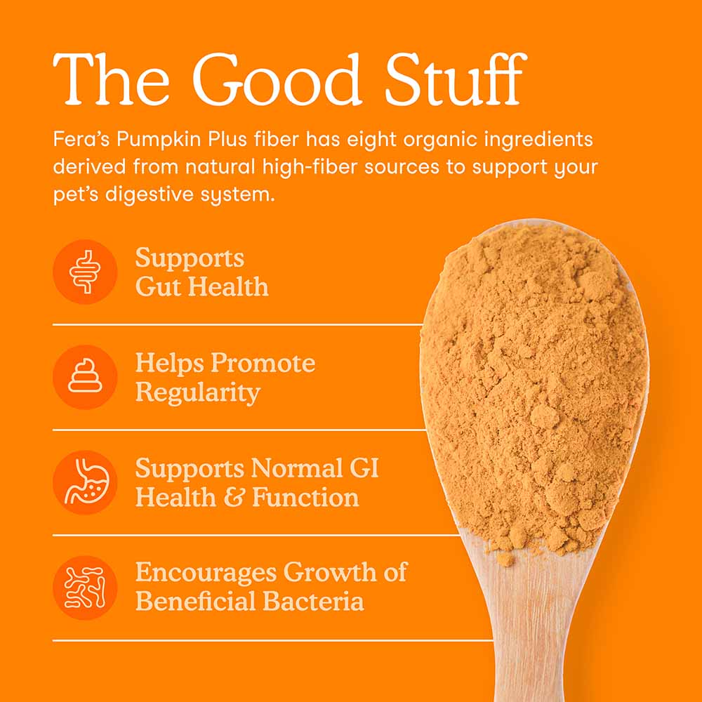 Fera Pets Organic Pumpkin Plus Fiber Support Supplement Powder For Cats & Dogs 8oz