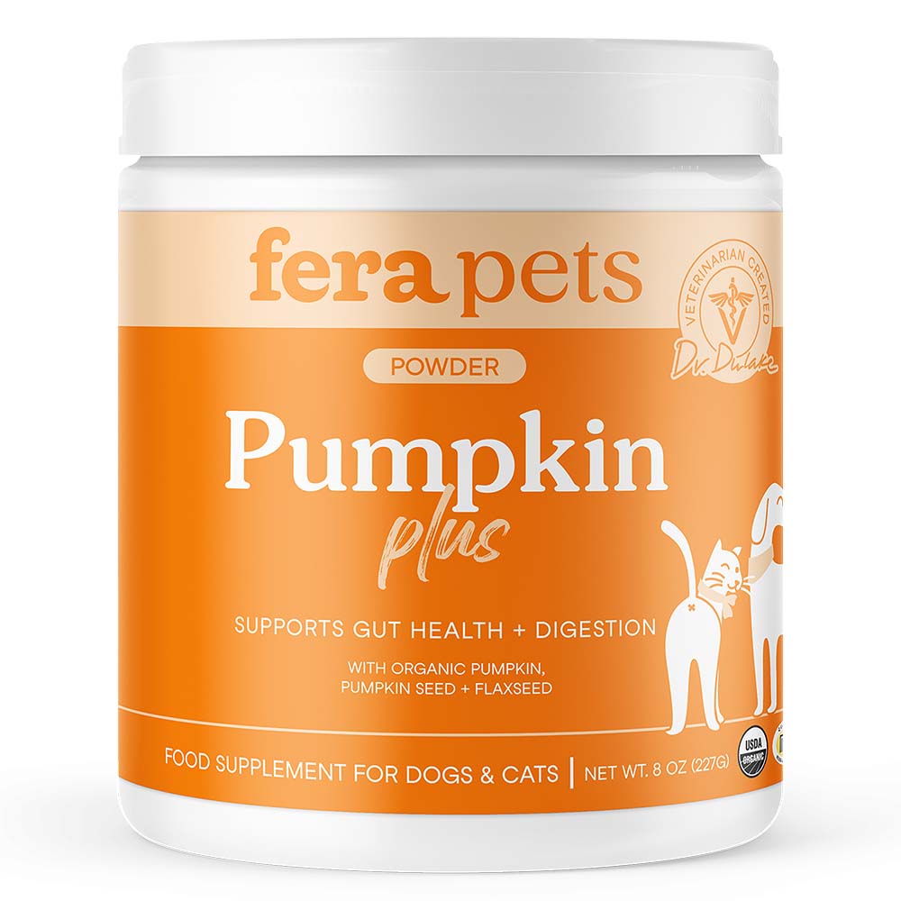 Fera Pets Organic Pumpkin Plus Fiber Support Supplement Powder For Cats & Dogs 8oz