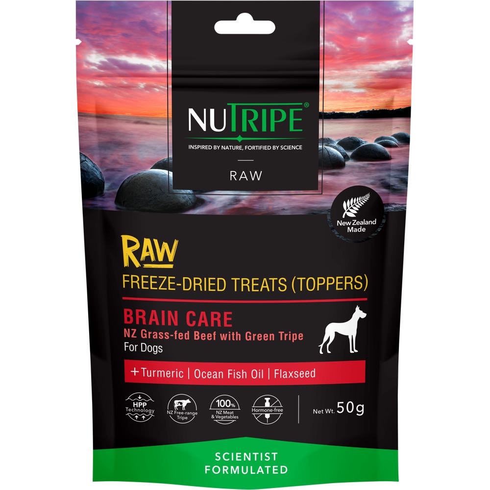 Nutripe Raw Brain Care Beef With Green Tripe Freeze-Dried Dog Treats (Toppers) 50g