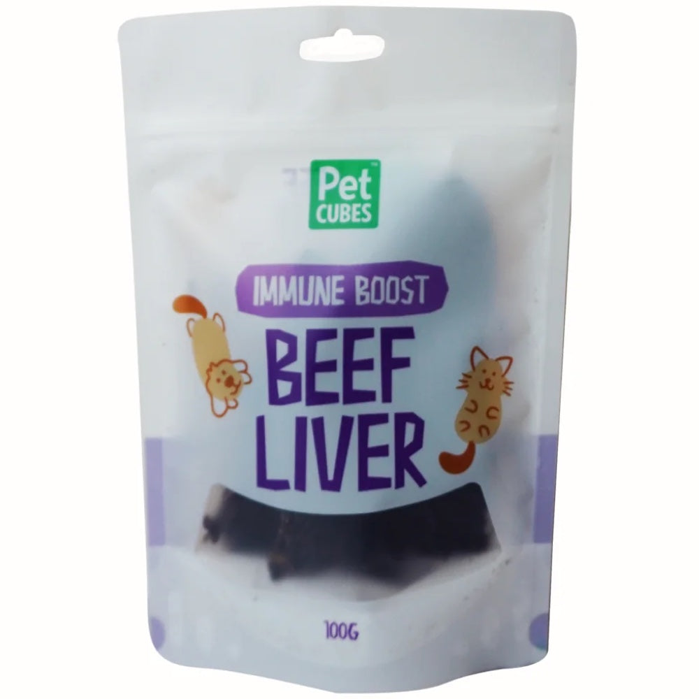 PetCubes Beef Liver Grain-Free Treats For Cats & Dogs 100g (Exp 10Dec25)