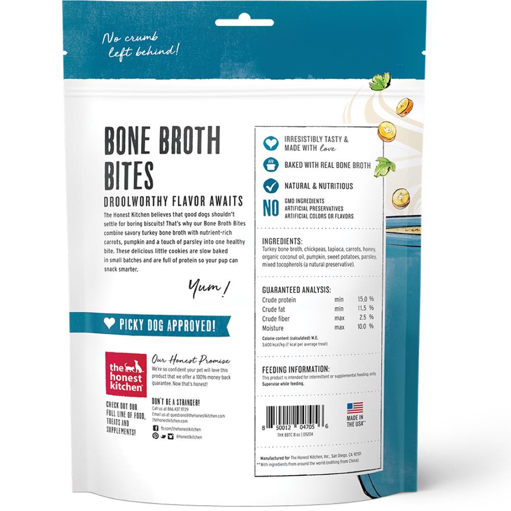 "The Honest Kitchen Bone Broth Bites Turkey Bone Broth, Pumpkin & Parsley Grain-Free Dog Treats 8oz"